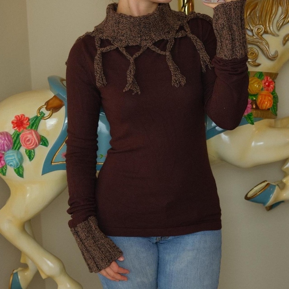 Buffalo David Bitton Chocolate Brown Cowl Neck Sweater